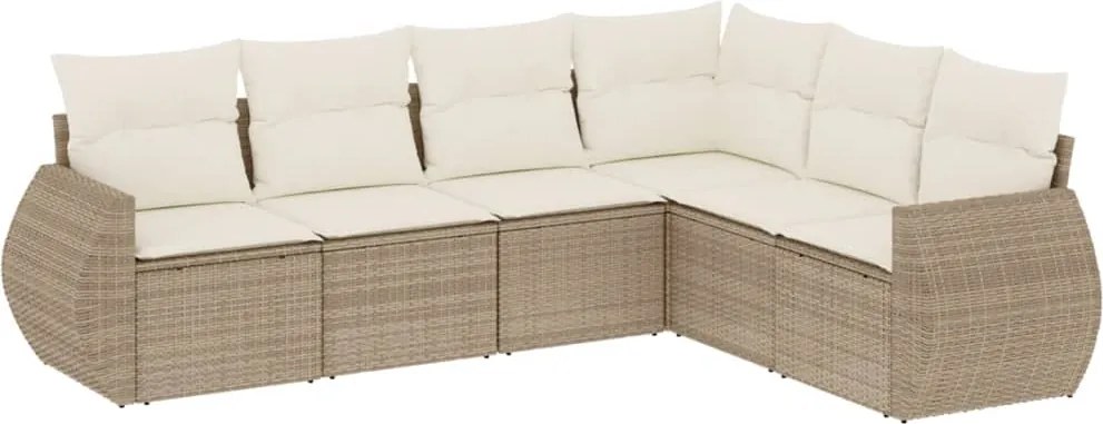 vidaXL Set canapele de grădină cu perne, 6 piese, bej, poliratan