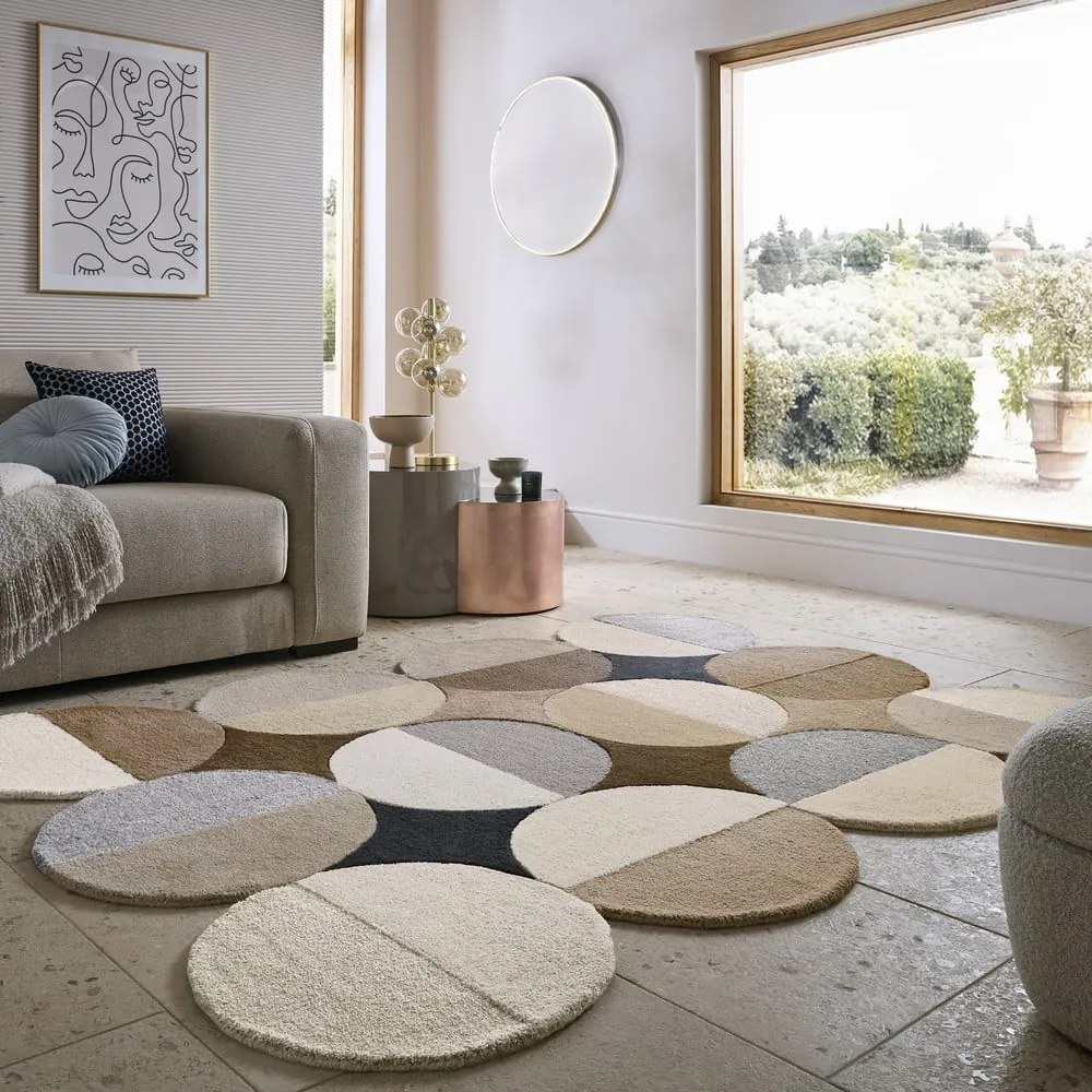 Covor grej țesut manual din lână 160x230 cm Mia Ellipse – Flair Rugs