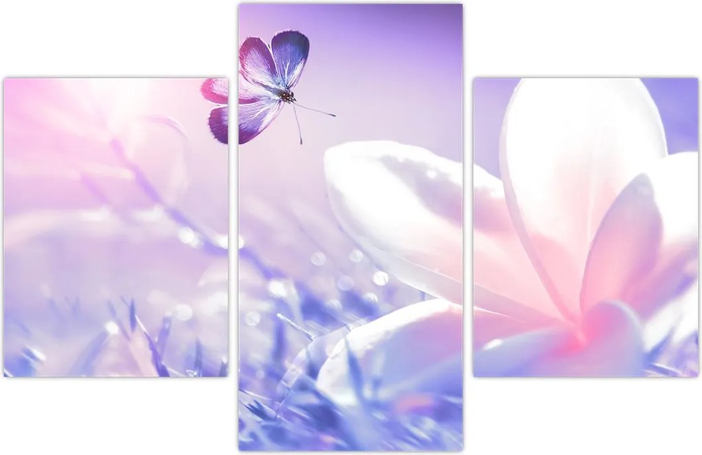 Tablou - Fluture lângă floare (90x60 cm)