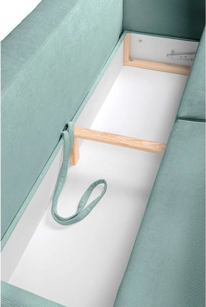 Canapea turcoaz extensibilă/cu spațiu de depozitare cu tapițerie din catifea reiată 215 cm Bjork – Bonami Selection