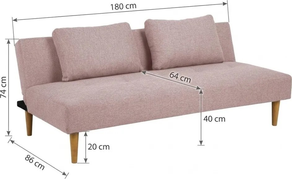 Canapea roz reglabilă/extensibilă 180 cm Matylda – Bonami Essentials