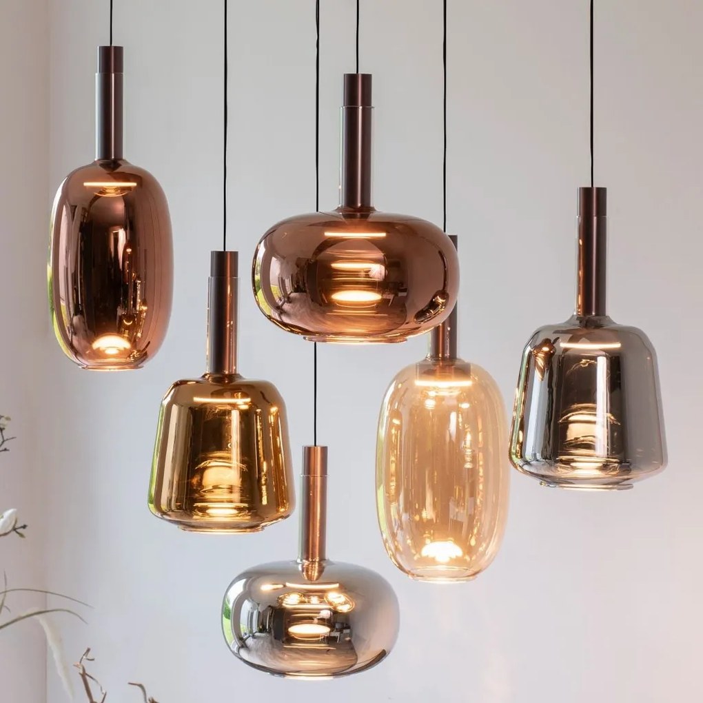 Lustra cu 6 pendule LED, inaltime reglabila, sticla, multicolor, IRIDES