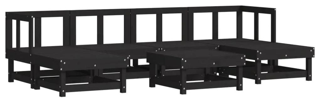 3186351 vidaXL Set mobilier grădină cu perne, 7 piese, negru, lemn masiv pin