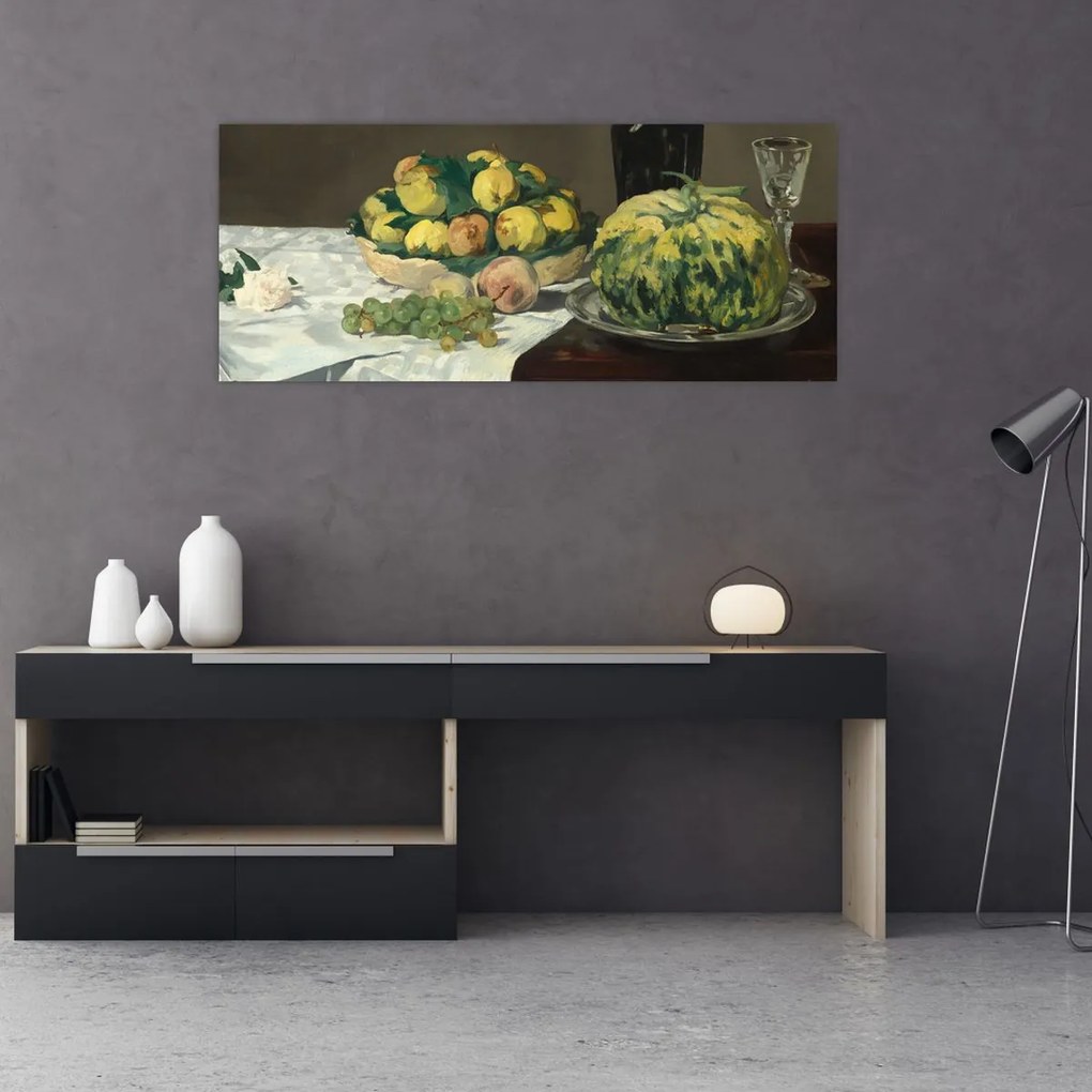 Tablou - Edouard Manet, Still Life with Melon and Peaches, reproducere (120x50 cm)