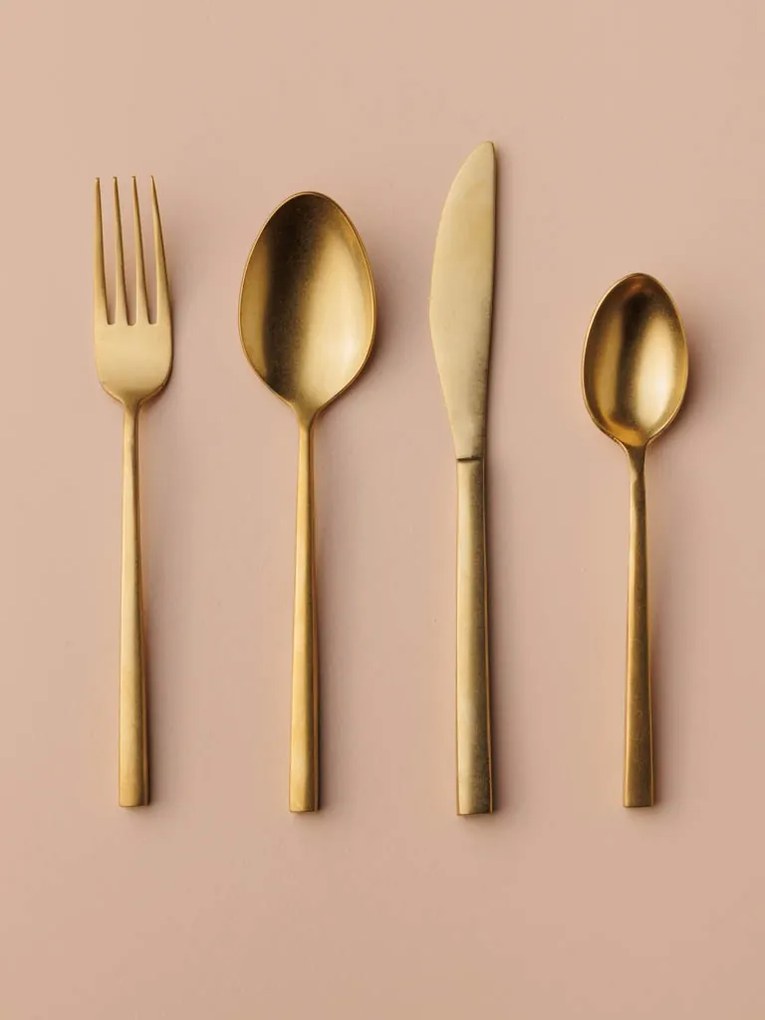Set auriu de tacamuri din otel inoxidabil, pentru 4 pers, Cutlery