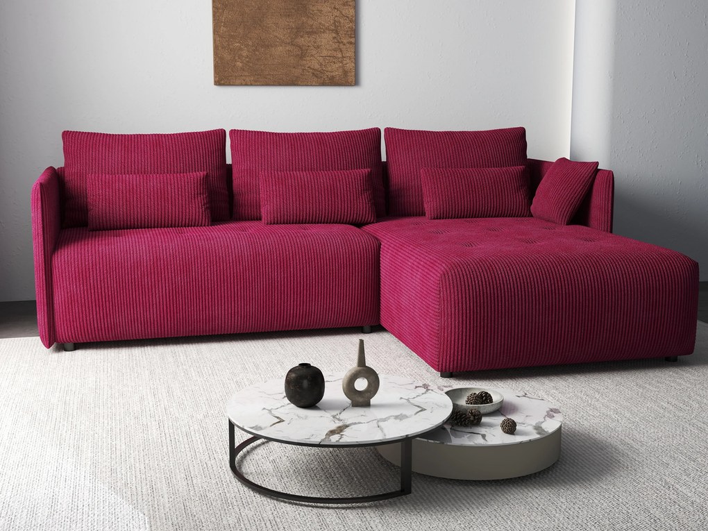 Colțar extensibil dumonde cu ladă de depozitare si sezut confortabil din spuma high-density, Malta Zoom Red II 235x185 cm