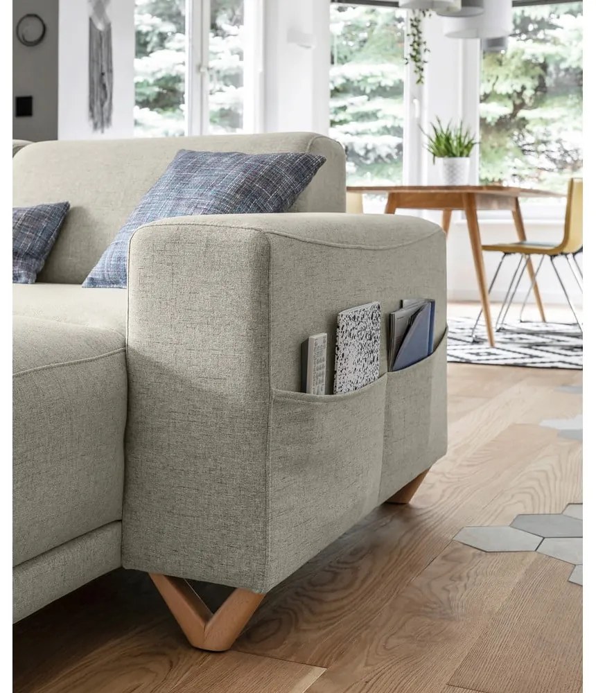 Colțar bej extensibil/cu spațiu de depozitare (cu colț pe partea stângă/în formă de "U") Classy Sophie – Miuform