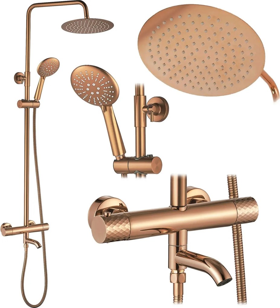 Coloana de dus cu termostat Lungo Diamond Copper