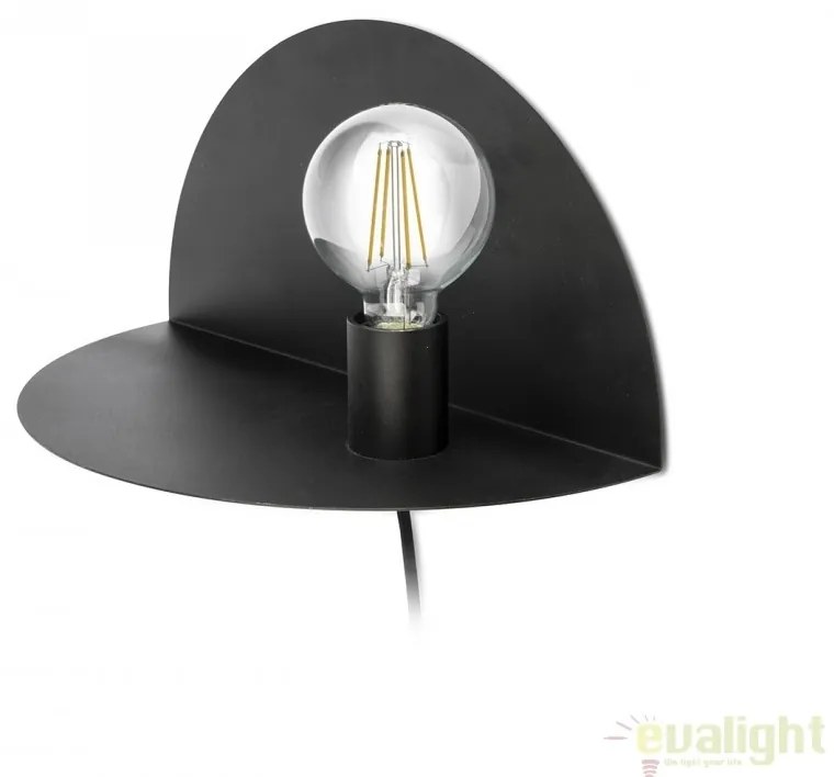 Aplica perete moderna cu raft NIT neagra dreapta 01006
