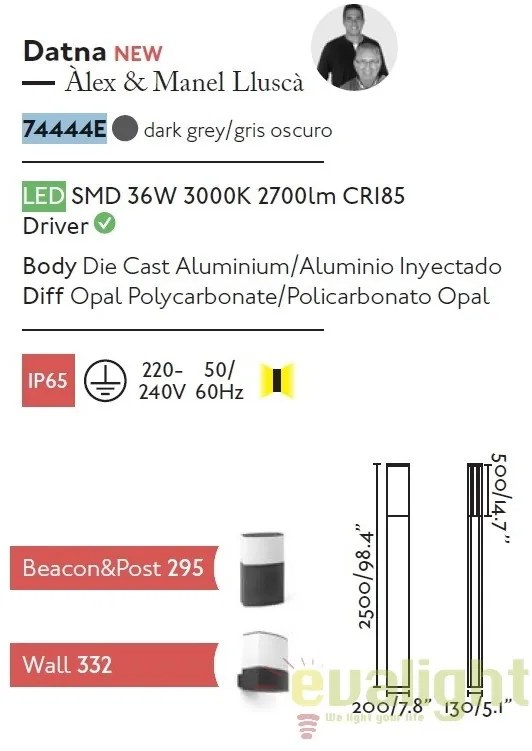 Stalp iluminat exterior design modern DATNA H250cm 74444E