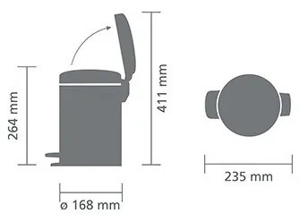 Cos de gunoi cu pedala Brabantia NewIcon 648998, 3 L, Inchidere usoara, Baza antiderapanta, Argintiu Mat