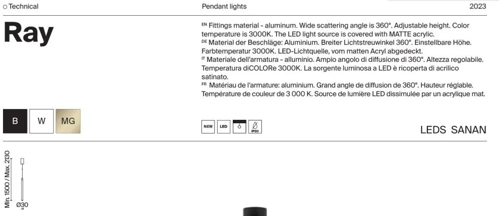 Pendul LED design modern Ray auriu mat