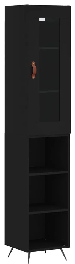 3199338 vidaXL Dulap înalt, negru, 34,5x34x180 cm, lemn prelucrat