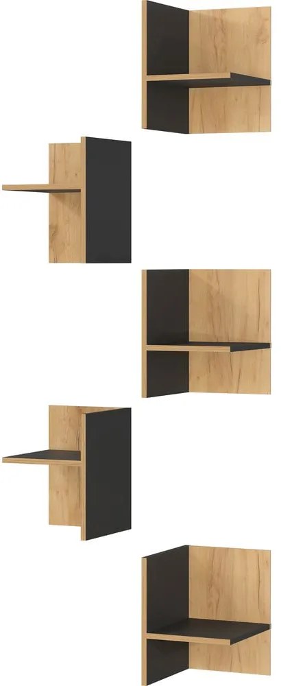 Raft suplimentar gri-antracit/în culoare naturală 5 buc. cu aspect de lemn de stejar Podium – Germania