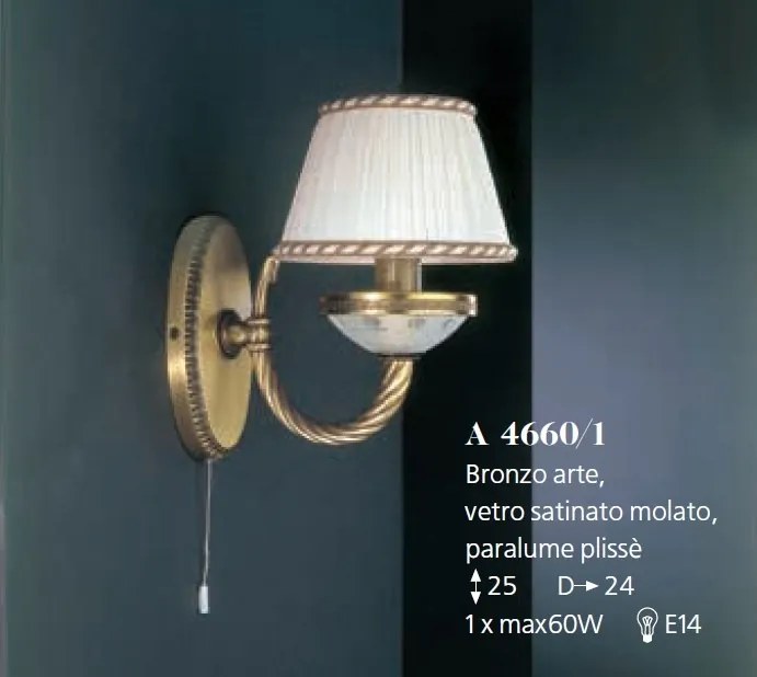 Aplica de perete din alama 1 brat design italian 4660