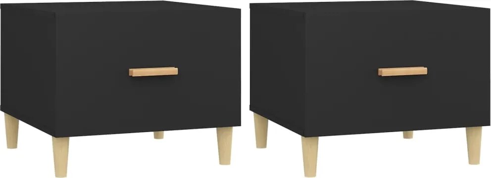 vidaXL Măsuțe de cafea, 2 buc., negru, 50x50x40 cm, lemn compozit