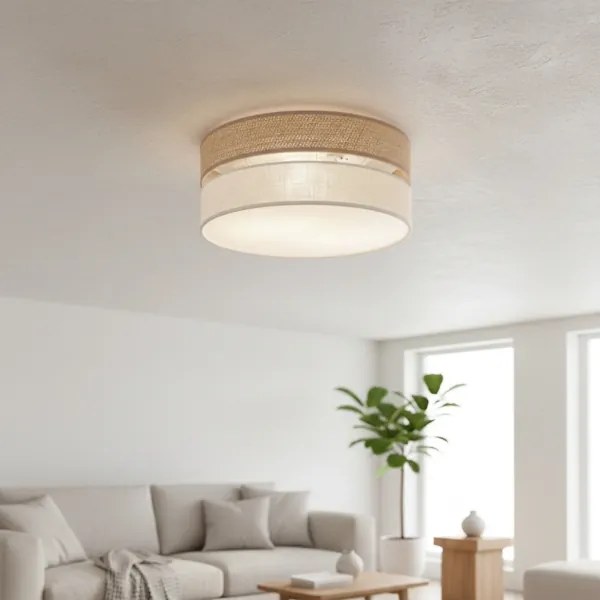 Plafonieră SIRJA DOUBLE BOHO 2xE14/15W/230V Ø 35 cm bej/crem