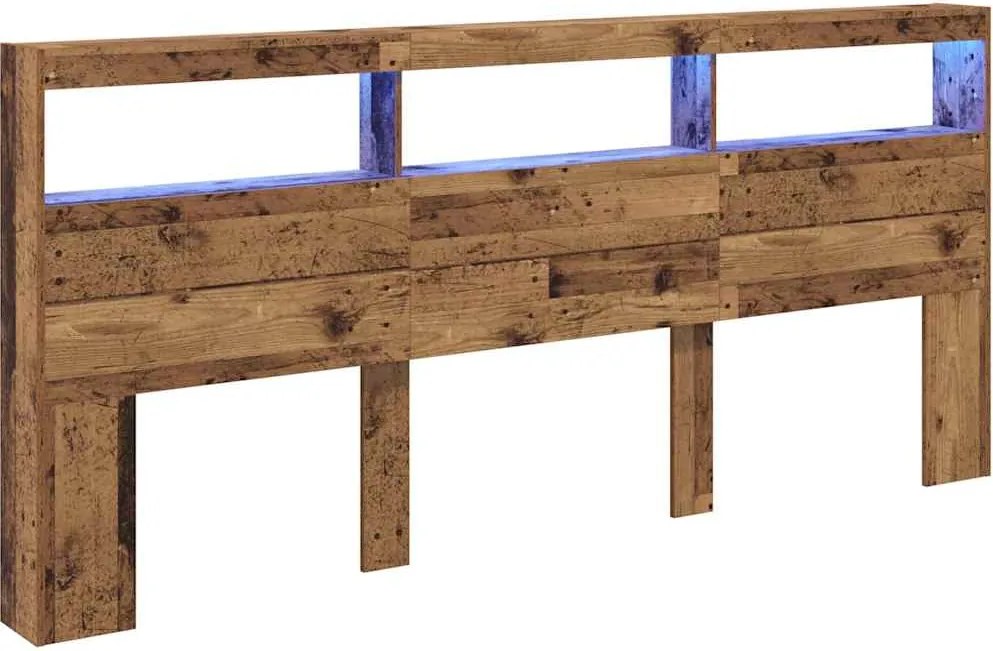 vidaXL Tăblie cap cu raft Lemn Vechi 220 x 17 x 102 cm Lemn compozit