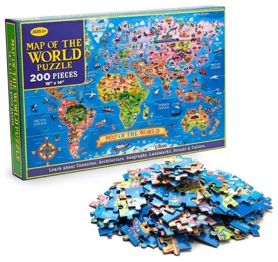 Puzzle din carton - Harta lumii, 200pcs