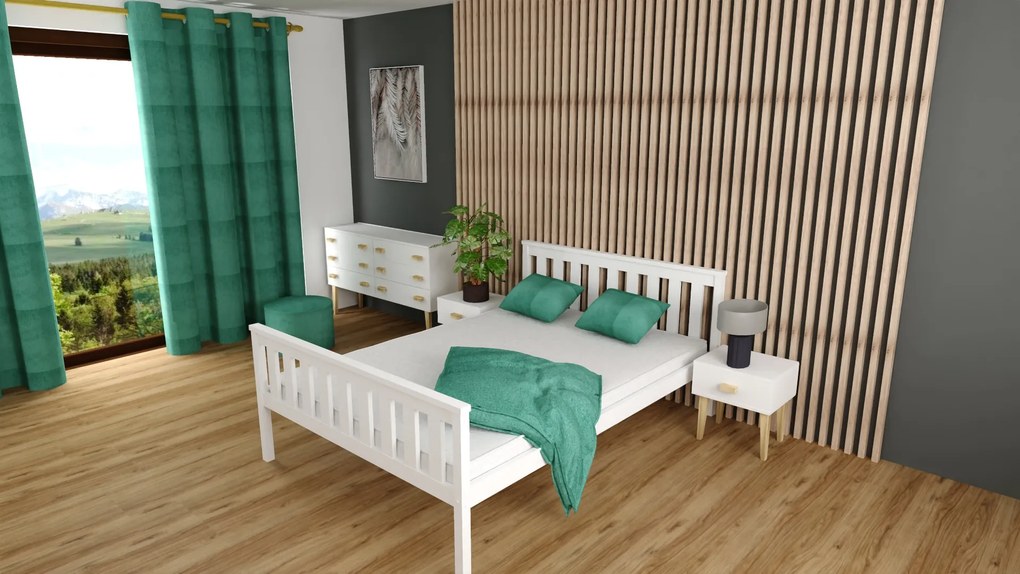 Pat de o persoana KALEA 90 x 200 cm, alba Saltele: Cu saltele Somnia 18 cm, Somiera pat: Cu lamele drepte