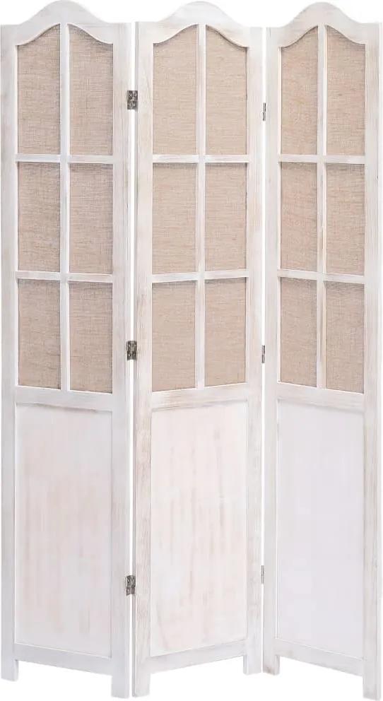 Paravan de camera cu 3 panouri, alb, 105 x 165 cm, textil