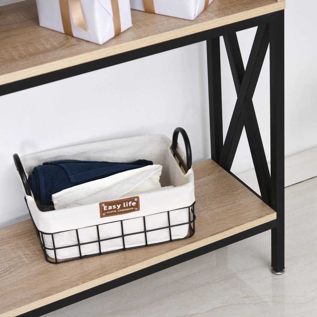 HOMCOM Masă de Console Masă de Intrare Industrială cu Multi-depozitare 120 x 23,5 x 75 cm Lemn Chêne | Aosom Romania