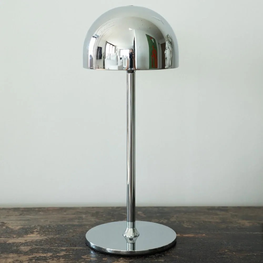 Veioză argintie LED cu control prin telecomandă cu abajur din metal (înălțime 30 cm) Tim – Sirius