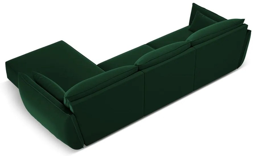 Colțar verde închis cu tapițerie din catifea (cu colț pe partea dreaptă, cu șezlong) Vanda – Mazzini Sofas
