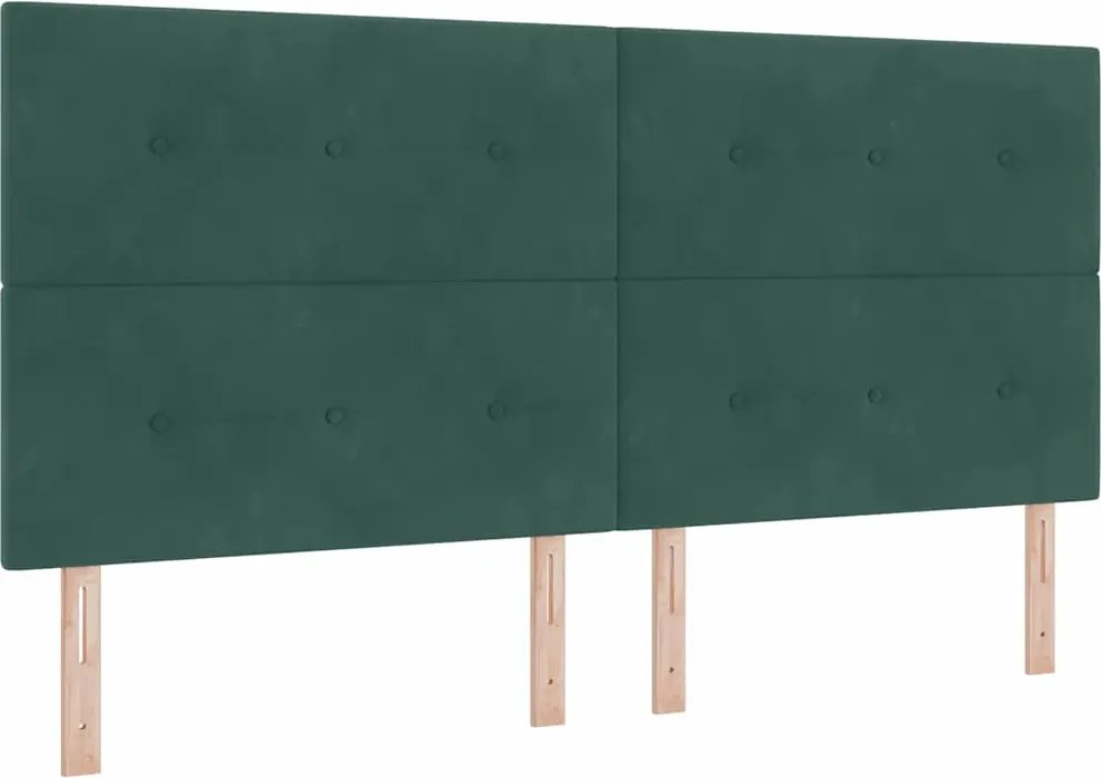 vidaXL Pat cu arc LED cu saltea Verde închis 200 x 200 cm Catifea