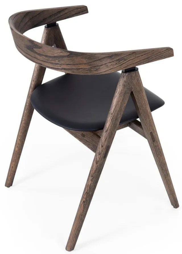 Scaun de dining negru/maro din lemn masiv de stejar Ava – Gazzda