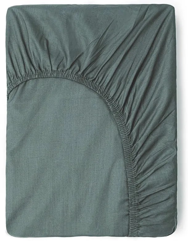 Cearceaf verde/gri din bumbac cu elastic 140x200 cm – Good Morning