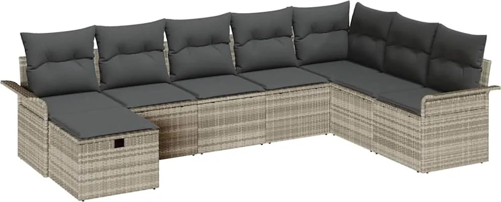 vidaXL Set de canapele pentru grădină 8 pcs Gri deschis poliratan