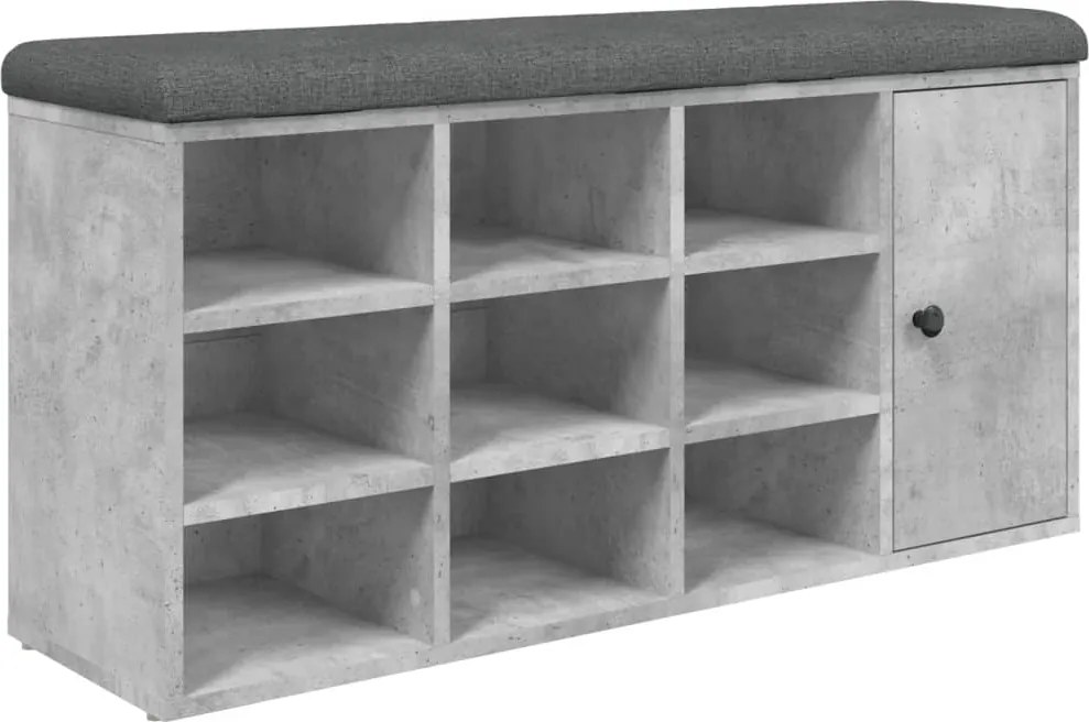 vidaXL Bancă de pantofi, gri beton, 102x32x50 cm, lemn prelucrat