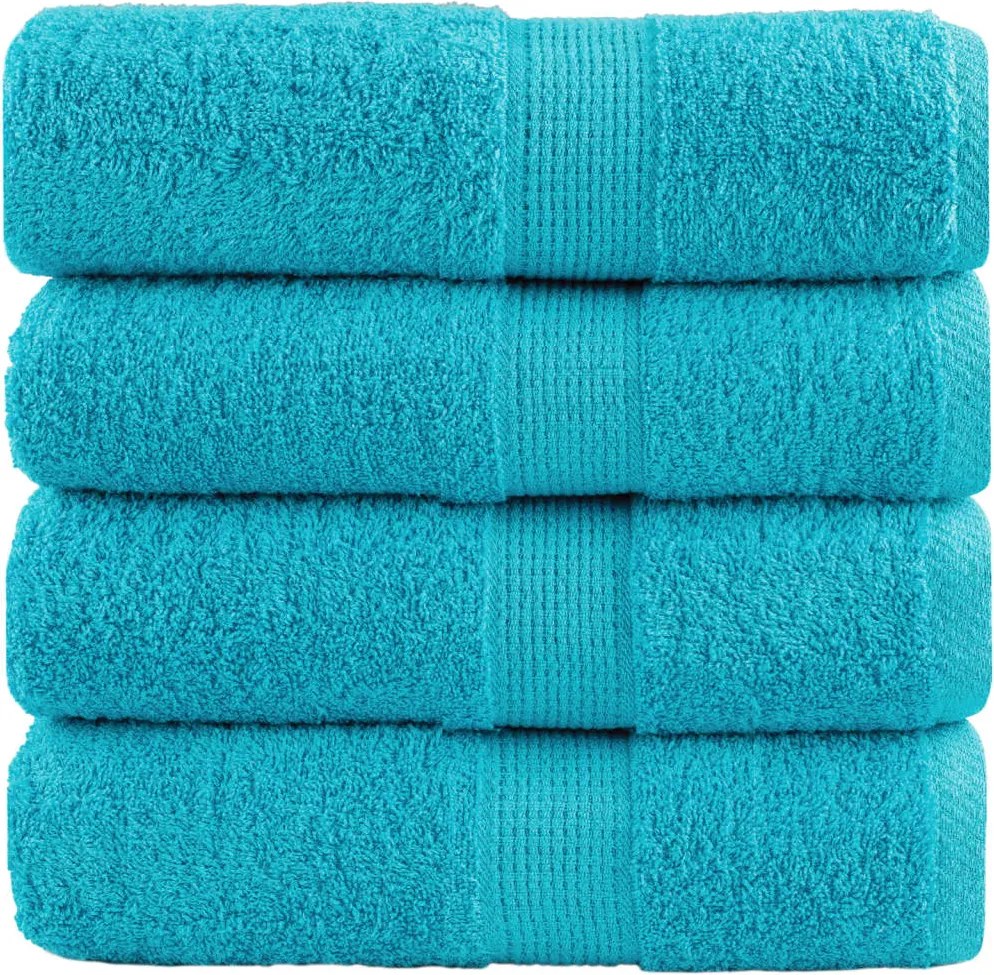 vidaXL Prosoape de baie premium SOLUND, 4 buc., turcoaz, 30x30 cm, 600 g/m²