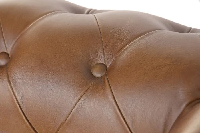Canapea vintage 2 locuri din piele naturală, „Chesterfield"