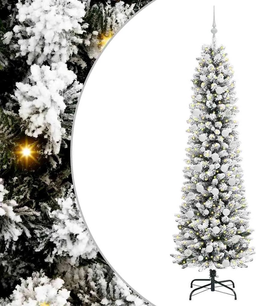 vidaXL Brad de Crăciun artificial Alb 210 cm PVC și metal și plastic