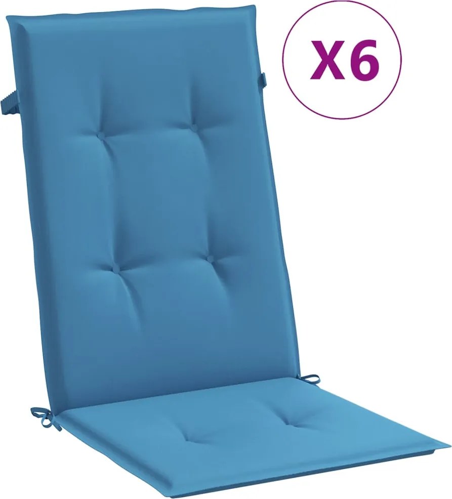 vidaXL Perne scaun spătar înalt 6buc melanj albastru 120x50x4cm textil