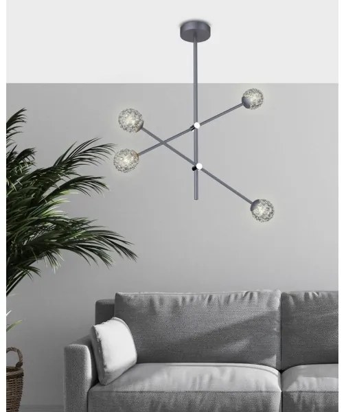 Lustră pe tijă PAKSOS 4xG9/5W/230V gri