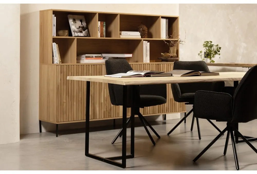 Bibliotecă în culoare naturală cu aspect de lemn de stejar 200x150x44 cm Gravure – WOOOD