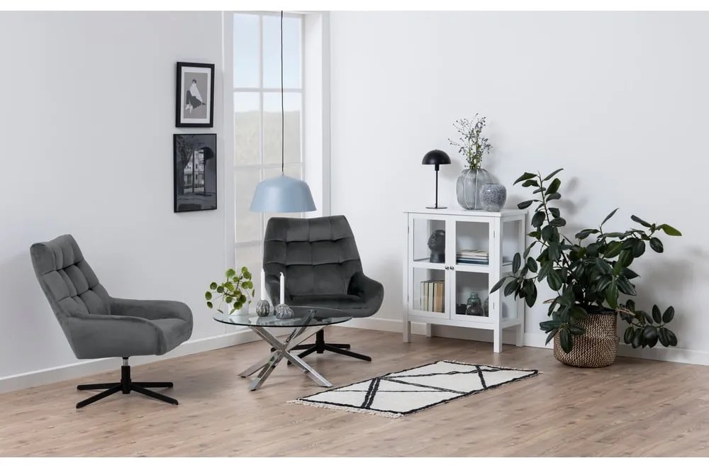 Fotoliu gri pivotant cu tapițerie din catifea Paris – Actona