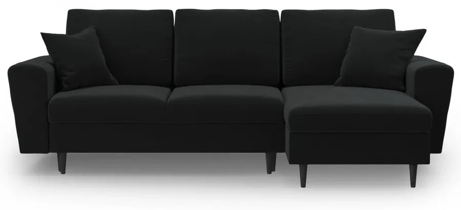 Colțar negru extensibil, cu spațiu de depozitare cu tapițerie din catifea Kyoto – Cosmopolitan Design