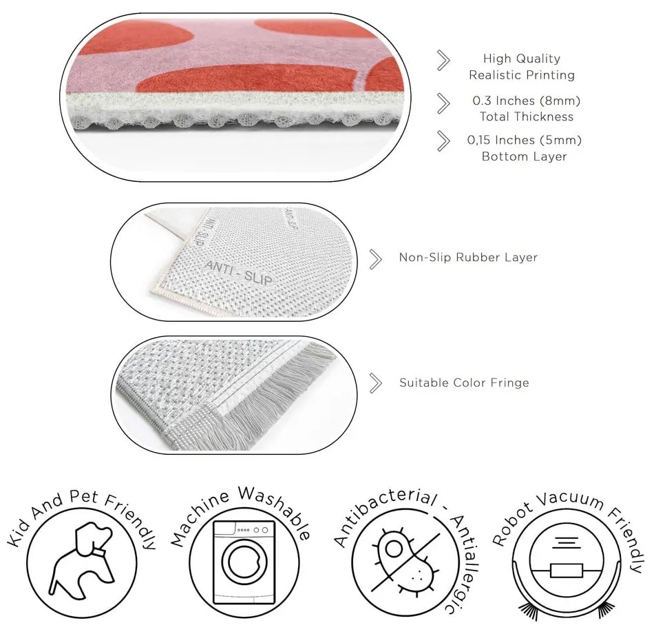 Covor roșu-roz lavabil 160x230 cm Poppy Fields – Mila Home