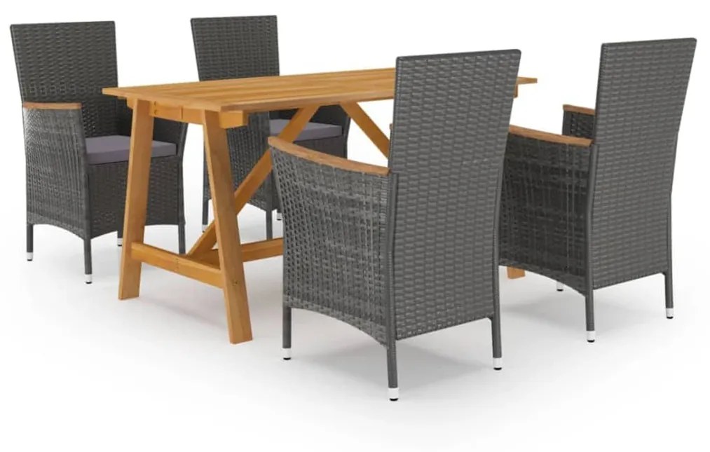 3068740 vidaXL Set mobilier de grădină, 5 piese, gri