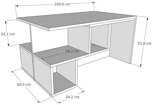 Măsuță de cafea DILAY 52x100 cm maro/albă