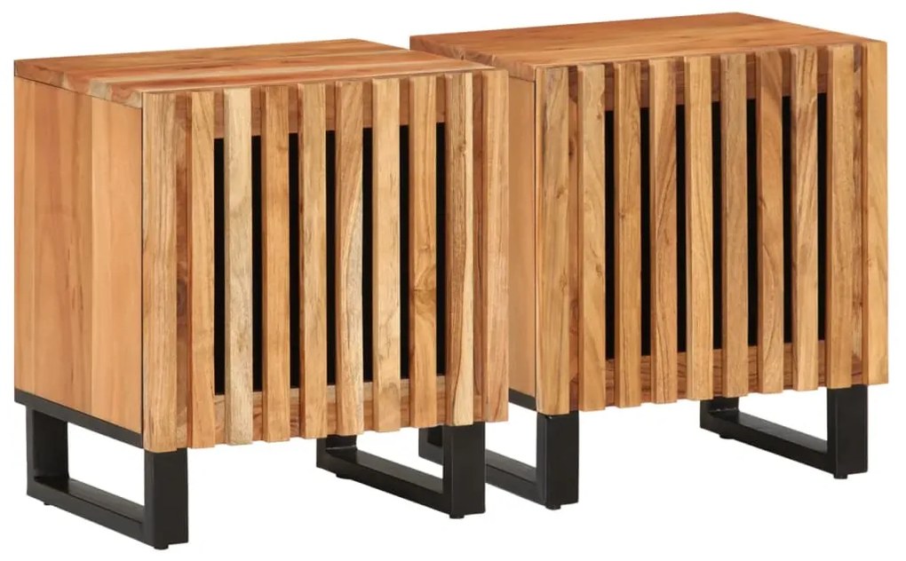 vidaXL Noptiere, 2 buc., 40x34x46 cm, lemn masiv de acacia