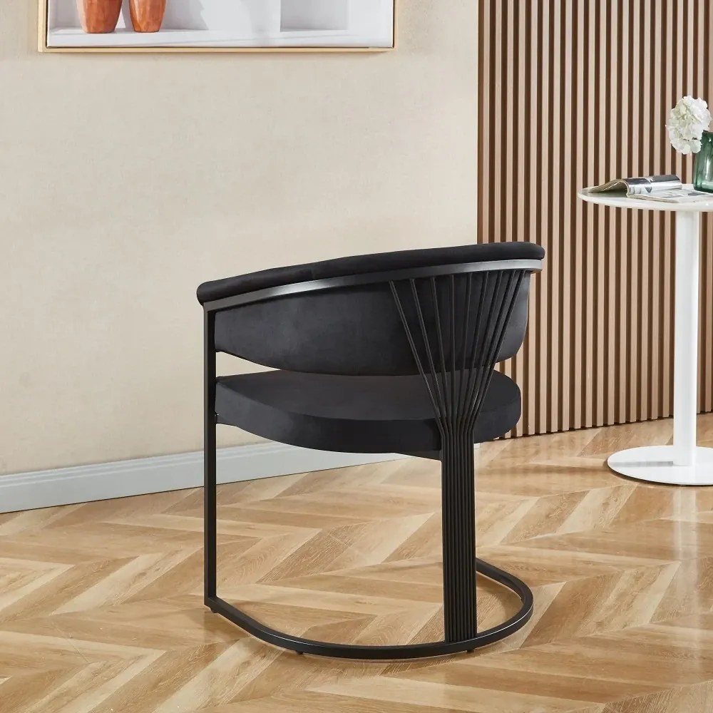 RESIGILAT- Scaun dining, cadru metalic negru, tapiterie catifea, Negru/Negru