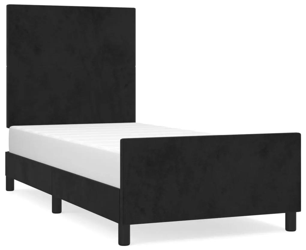 3125613 vidaXL Cadru de pat cu tăblie, negru, 90x200 cm, catifea
