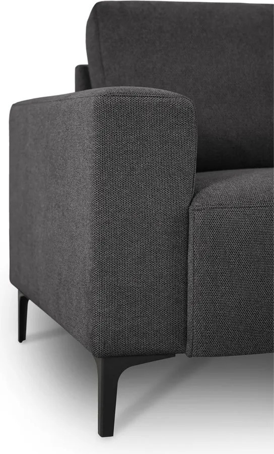 Colțar gri antracit cu tapițerie din chenille (cu colț pe partea dreaptă/cu șezlong) Fabian – Scandic