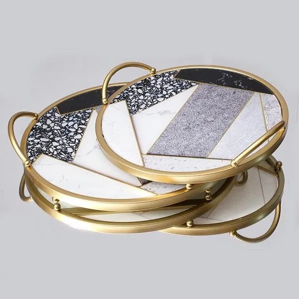 SET 2x tavă decorativă d. 35/30 cm auriu