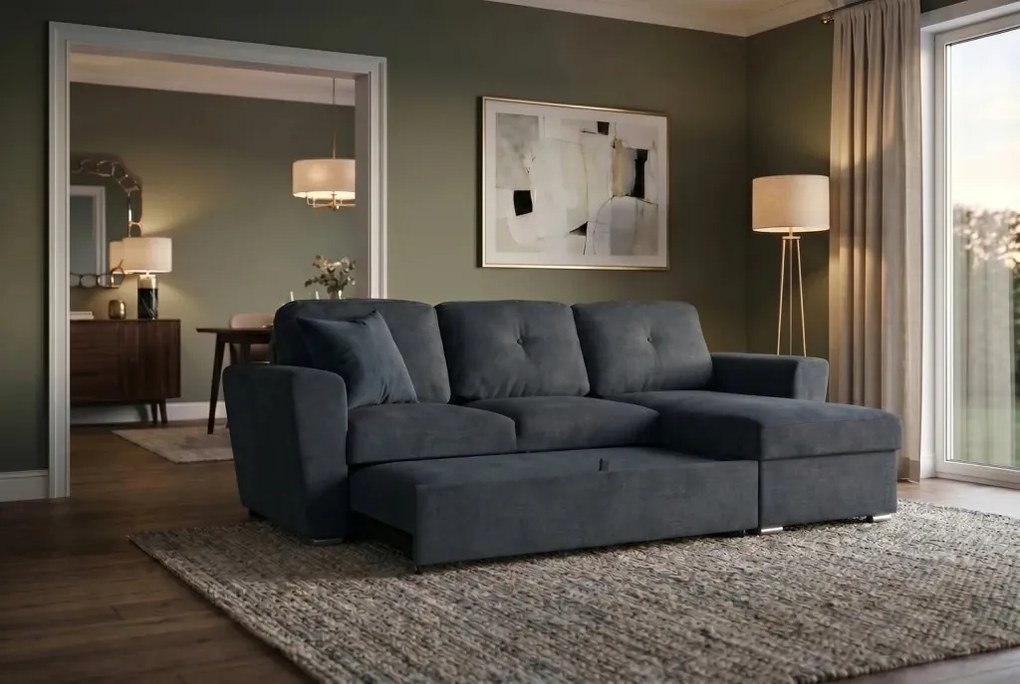 Coltar extensibil, material texturat gri, APARTMENT 245cm